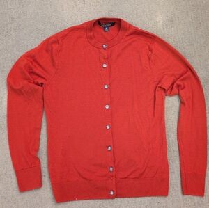 Brooks Brothers Red Cardigan Sweater with Ribbed Trim